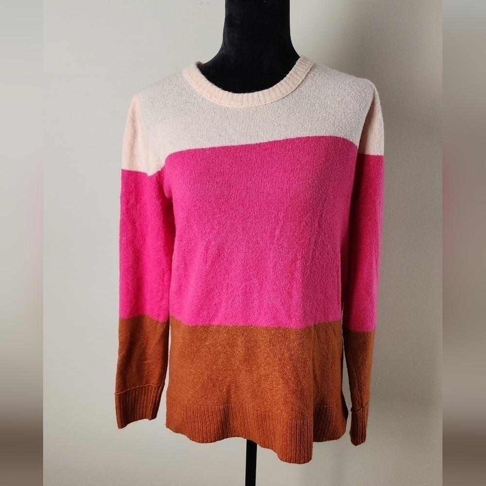J Crew Factory Color Block Crew Neck Sweater Size S.